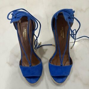Aquazzura Alexa Wedge Espadrilles in Mondrian Blue Size 39 *SEE DESCRIPTION*